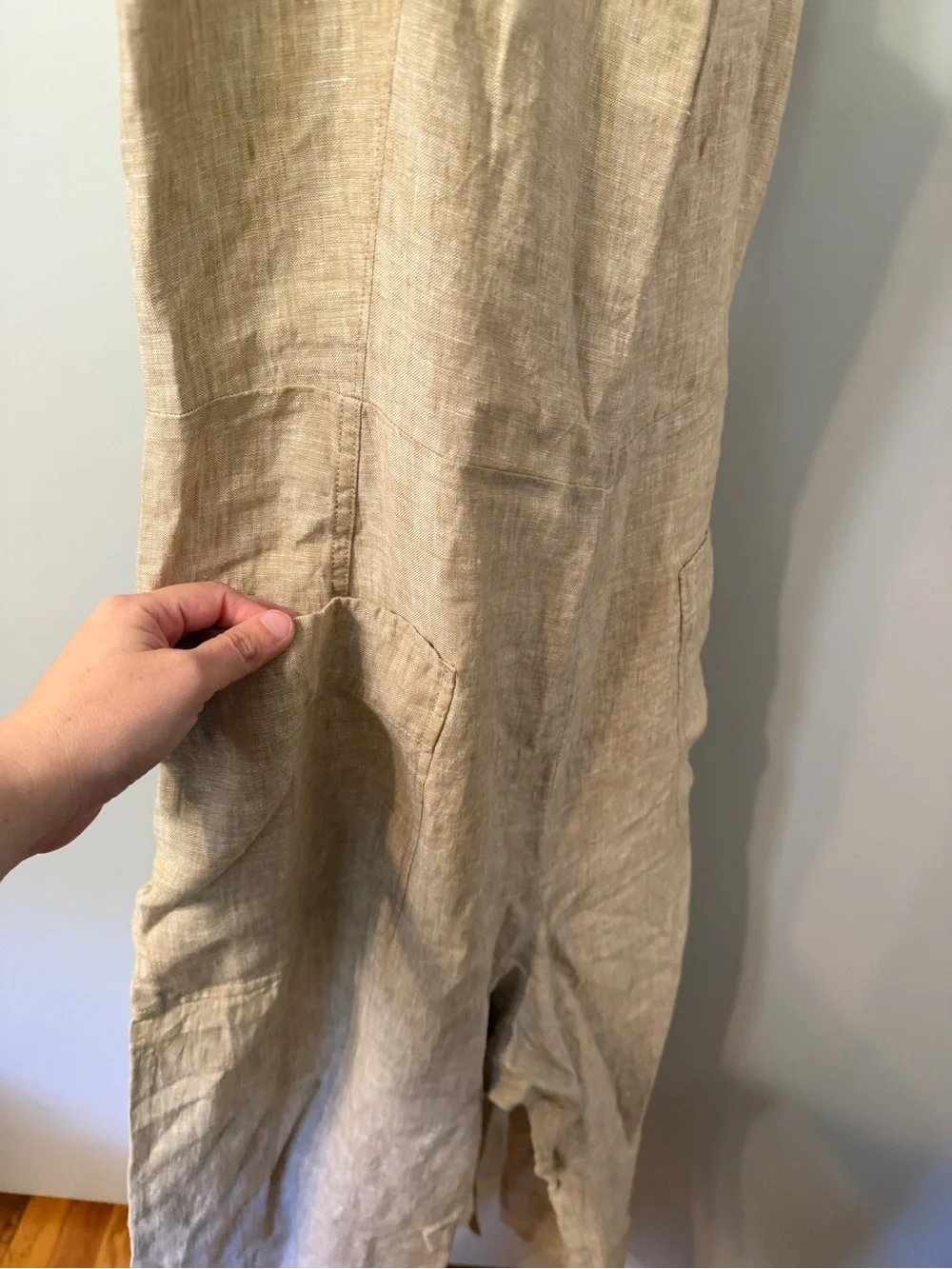 Everlane Beige Linen-Blend Wide-Strap Jumpsuit